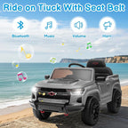 Licensed Chevrolet Colorado Electric Car for Kids, 12V Ride on Toys for Toddlers with Remote Control, Battery Powered Electric Car Ride On Vehicle w/Bluetooth, Soft Start, LED Lights - Gray