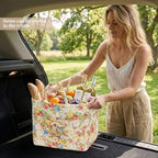 Floral Fabric Storage Basket Car Interior Storage Basket Underwear Sundries Laundry Baskets Supplies Home Organizer Bag (style 9)