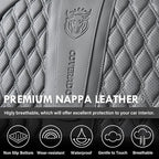 Coverado Car Seat Covers Full Set, Nappa Leather Seat Covers for Car, Waterproof Car Seat Protector with Lumbar Support, Automotive Seat Covers Universal Fit for Most Cars SUV Trucks (Gray)