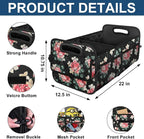 Trunk Organizer and Storage with Reinforced Handles,Car Accessories for Women/Men 50L Waterproof Polyester Trunk Organzier for Car/SUV/Minivan/Truck(Medium, Floral)