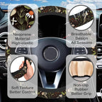 Mushrooms and Herbs Steering Wheel Cover with 2 Pcs Car Coasters Neoprene Steering Wheel Cover for Women Men Anti-Slip Breathable Car Accessories Universal 15 Inch Fit Auto Cars Trucks