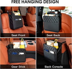 2Pack Car Seat Back Hanging Bag Car Document Holder Multi-Pocket Bottle Bag Storage Waterproof Pu Leather Box Organizer Travel Tidy Pouch Pocket Kids