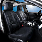 Coverado Car Seat Covers Full Set, Black Seat Covers for Car with Lumbar Support, Nappa Leather Seat Covers Waterproof Car Seat Protectors Universal Fit for Most Cars SUV Trucks