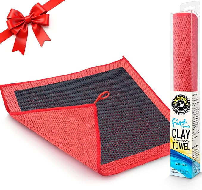 Clay Decontamination Towel - Professional Detail Products - Proven Cleaning & Release of Paint Contaminants; Increase Wax & Sealant Bond; Enhance Paint Gloss & Color; Fine Grade (12x12inches)