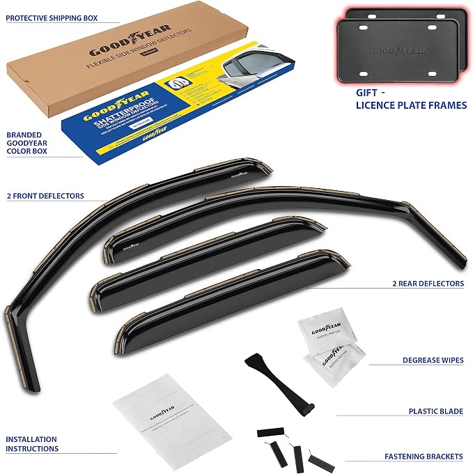 Goodyear Shatterproof in-Channel Window Deflectors for Trucks Chevrolet (Chevy) Silverado/GMC Sierra 2007-2013 Crew Cab, Rain Guards, Window Visors, Vent Deflector, Truck Accessories, 4pcs - GY008152