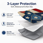 Car Seat Towel Cover for Front Seats, 1Pc Sweat Absorbent Car Seat Protector with Non-Slip Backing, Waterproof Towel Car Seat Covers for Runners, Gym, Swimming, Beach, Pets, Patchwork Flag