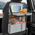 Car Backseat Organizer with table Tray, 9 Storage Pockets Backseat Car Organizer with Tablet Holder, Back seat Organizer for Kids Road Trip Essentials Travel (1Pack)