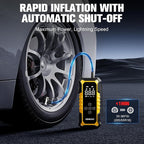 A6 Gear 160 PSI Tire Inflator Portable Air Compressor, 7500mAh Cordless Tire Inflator with Digital Pressure Gauge ＆LED Light, 3X Faster Air Pump for Car Tires, Motorcycles, Bike, Balls