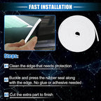 Car Door Edge Guard, 16.4ft U Shape Rubber Edge Trim Seal Strip Protector Universal for Car Truck ATV Boat Multifunctional No Glue PVC Iron White