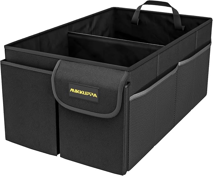 Car Trunk Organizer - 50L Collapsible Trunk Organizer, Sturdy Car Storage for SUV Auto Truck Van with Non Slip Bottom (Black)