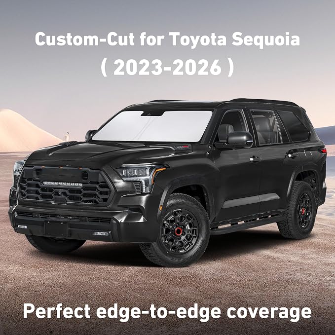 Windshield Sunshade Compatible for Toyota Sequoia 2023-2024 2025 2026, Sun Visor for Front Windshield & Window Sun Shade Cover, UV Heat Blocker & Protector, Car Accessories