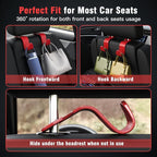 Car Seat Headrest Hook 4 Pack Hanger Storage Organizer Universal for Handbag Purse Coat Universal fit Vehicle Car S Type Red