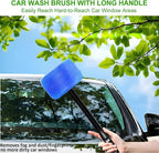 Car Windshield Cleaner Tool with Extendable Handle, Inside Auto Window Glass Cleaning Kit with 5 Washable Microfiber Pads, Streak-Free Defogger Wand for Deep Dashboards & SUVs