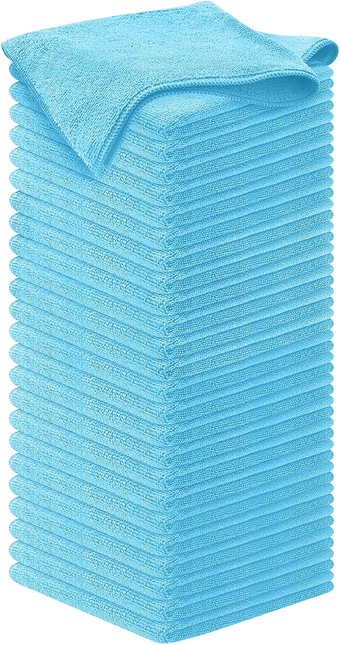 Microfiber Cleaning Cloth - Turq - 50Pcs (12.5x12.5 inch) High Performance - 1200 Washes, Ultra Absorbent Car Towel Traps Grime & Liquid for Streak-Free Mirror Shine - car Washing Cloth