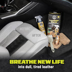 Leather Care Kit, Cleaner and Conditioner for Car Seats | Complete 6-piece leather cleaning and conditioning kit for car seats, furniture, shoes and bags; genuine or vegan leather