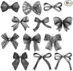 12Pcs Black White Coquette Bow Car Air Freshener Hanging Aesthetic Diffuser Ornaments Refresh Air Fragrant Pendant Car Interior with Essential Oils Gift Long-Lasting for Home Accessories Decor