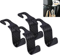 Car Seat Headrest Hook Universal Vehicle Seat Hook Hangers Interior Storage Organizer for Purse Handbag Coats Umbrellas Grocery Bags 4 Pack Black