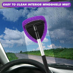 10 Pcs Windshield Cleaner Tool Car Window Cleaning Supplies with Extendable Handle Include 6 Washable Microfiber Bonnets 2 Empty 60ml Spray Bottle Glass Wiper Kit(Purple)