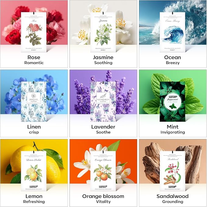 20 Pack Lavender Scented Sachets - Drawer & Closet Air Freshener Bags, Natural Odor Eliminator for Car, Home, Bedroom, Office & Travel