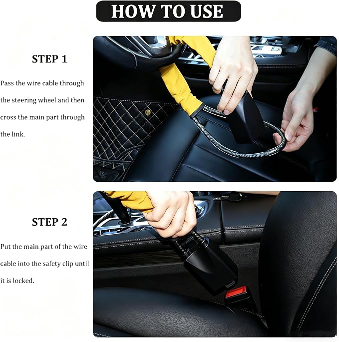 Car Steering Wheel Lock, Reliable Club Steering Wheel Lock Anti-Theft Device with 3 Keys, Max 17 Inch Length, Fits Most Vehicles, Trucks, SUVs, Vans, Golf Car Security Device - Yellow
