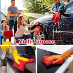 30 Pcs 12.5 × 12.5 Inch Edgeless Microfiber Plush Towels for Cars Detailing Drying Wash Polishing Absorbent Cleaning Cloths, 500 GSM (Red)