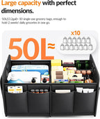 Car Trunk Organizer for SUV, Small Compact Size No-Sag Heavy Duty, 7 Pockets Foldable Waterproof Anti-Slip Storage, Fit Sedan, Truck, Front Seat, Universal Car Accessories, Black, 2 Compart