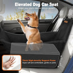 Elevated Dog Car Seat, Dog Booster Car Seats for Small & Medium Breeds Up to 35lbs, Fully Detachable and Washable, Memory Foam Pet Carseat with 2 Storage Pockets & 3 Safety Belts, Black