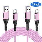 USB C Cable,2Pack 6ft Fast USB Type C Charging Cable for Android/Phone/Pad/Laptop, Type C Charger Braided USB Cable Compatible with iPhone 15 Pro/Plus/Max/Android/Phone/Pad Rose Gold
