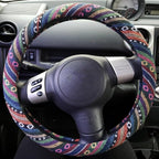 Boho Steering Wheel Cover for Women Men Baja Blanket Enthic Car Steering Wheel Cover Ethnic Car SUV Wheel Protector, Breathable, Anti-Slip, Odorless, Universal Fit 14.5-15 Inch