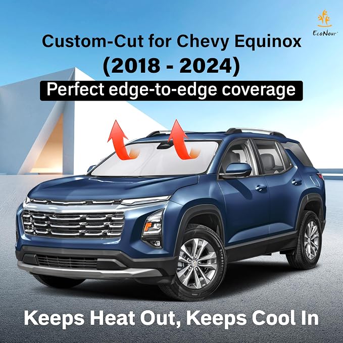 Windshield Sunshade Compatible for Chevrolet Equinox 2018-2022 2023 2024, Sun Visor for Front Windshield & Window Sun Shade Cover, UV Heat Blocker & Protector, Car Accessories
