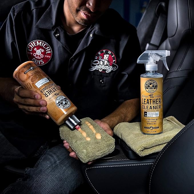 Complete Leather Cleaner and Conditioner Detailing Kit with Total Interior, for Cars, Home, Office, and More (Works on Natural, Faux Leather and More) 9 Items - HOL412