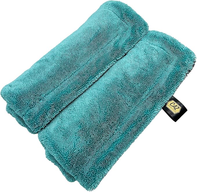 Microfiber Drying Towels (2-Pack) – 1400 GSM Twisted Loop, 16"×24" – Ultra Absorbent, Streak-Free, Scratch-Free Car Drying Towels for Detailing