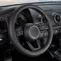 Black Car Steering Wheel Cover Small Size 14-14.25 inch (35.5-36 cm), for Prius Civic Model 3 Model Y Camaro, Breathable Microfiber Leather