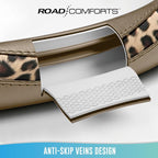 Steering Wheel Cover - Made with PVC Leather and Leopard Fabric - Universal 14 1/2 inches to 15 inches for Most Automotive Steering Wheel - Cheetah Print -Beige
