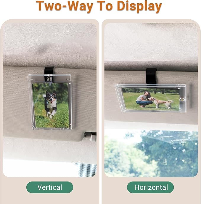4 Packs Magnetic Car Picture Holder for Visor - Car Photo Holder with Clips for Easy Display - Visor Clip Photo Frame for 3 Inch Photos