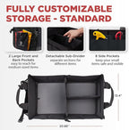 Car Organizers and Storage Premium Adjustable Multi Compartments Car Storage Organizer | Portable and Foldable SUV Trunk Organizer for Car (Standard Size, 20.86"L x 13.4"W x 10"H )-Black