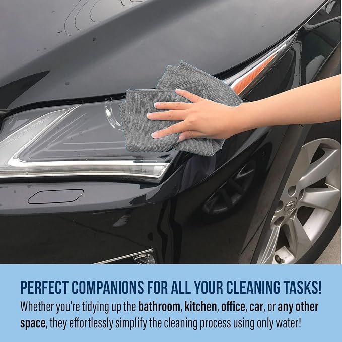Chamois Cloth, Microfiber Cleaning Cloth 750 Pack, Borderless Towels Cleaning, Car Microfiber Towel, Drying Car Wash Towels (11.5" x 11.5", Grey)
