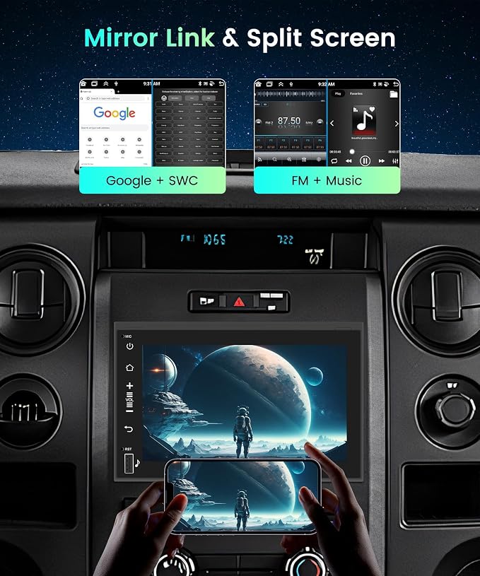 8Core 4G 64G Android 13 7'' Car Stereo for Ford F150 F250 F350 Fusion Edge Explorer Taurus Radio with Wireless Carplay Android Auto DSP 5.0Bluetooth,IPS Touchscreen GPS WiFi FM/RDS Backup Camera