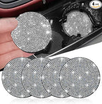 4pcs Bling Car Cup Holder Coaster, 2.75 inch Anti-Slip Shockproof Universal Fashion Car Coasters Insert Bling Crystal Rhinestone Automotive Interior Accessories for Women (4 pcs, White)