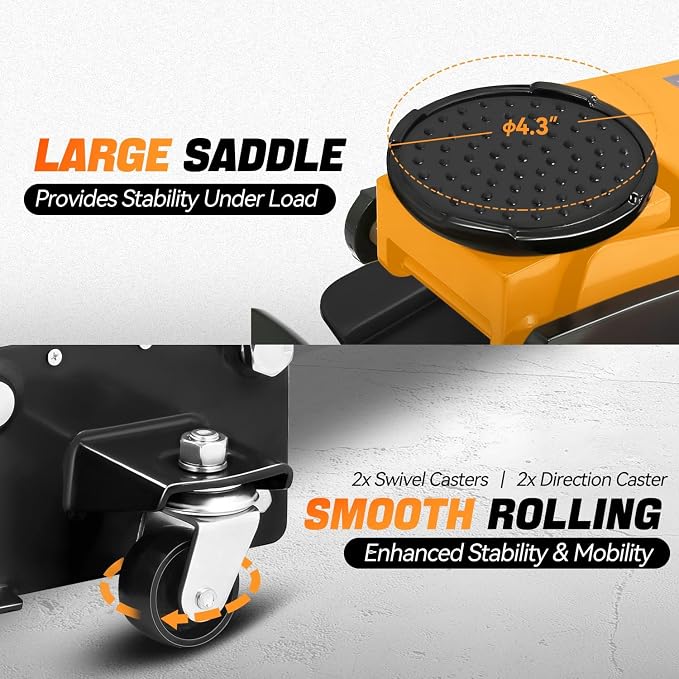 3 Ton Low Profile Floor Jack, Heavy Duty Steel Hydraulic Car Jack with Dual Pistons Quick Lift Pump, Hydraulic Racing Floor Jack, Lifting Range 3" to 20", Orange