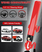 Steering Wheel Lock Anti-Theft Car Device Heavy Duty Security Car Lock Antitheft Locking Devices Great Deterrent Adjustable Car Wheel Lock Anti Theft for Vehicle Truck SUV with 3 Keys (Red)
