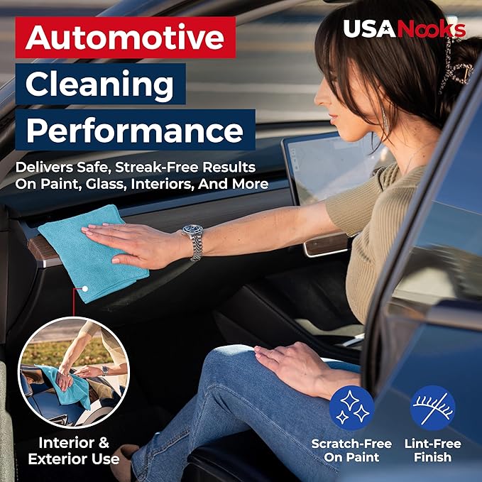 Microfiber Cleaning Cloth - Turq - 12Pcs (12.5x12.5 inch) High Performance - 1200 Washes, Ultra Absorbent Car Towel Traps Grime & Liquid for Streak-Free Mirror Shine - car Washing Cloth