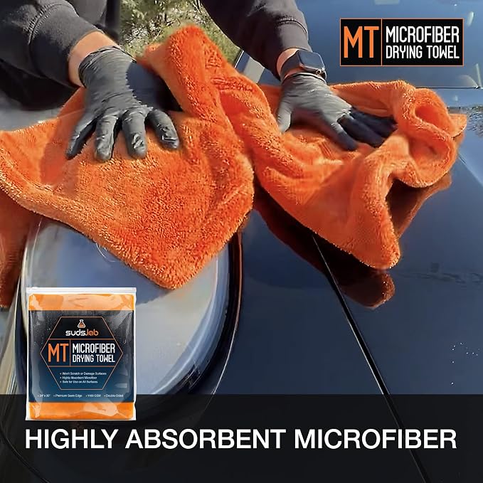 Large Microfiber Drying Towel (24 in x 35 in) Car Exterior Cleaning and Detailing Cloth, Safe On Plastic Trim, Glass, Carbon Fiber, Paint