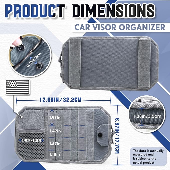 SAMPUSS Car Sun Visor Organizer Car Sunglass Holder with Storage Pouch | Semi-rigid molle panel car truck accessories with zipper for men&women fit most cars trucks vans suvs jeeps patrols