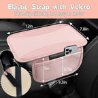 6 PCS Nappa Microfiber Leather Pink Steering Wheel Cover Set, Breathable Fabric Steering Wheel Cover 14.5-15inch Universal, Car Center Console Cover, Seat Belt Cushion, Cup Holder Coaster