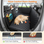 2026 Upgraded Back Seat Extender for Dogs - Large Hard Bottom Dog Car Seat Cover Holds 550lbs, Waterproof Dog Hammock Pet Bed with High-Density Foam Non-Slip Backseat Protector