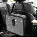 Bling Car Trash Can with Rhinestone, Sparkling Foldable Auto Garbage Container Hanging Back Seat Organizer, Crystal Dustbin Leakproof Garbage Can for Vehicle Home Office (Colorful)
