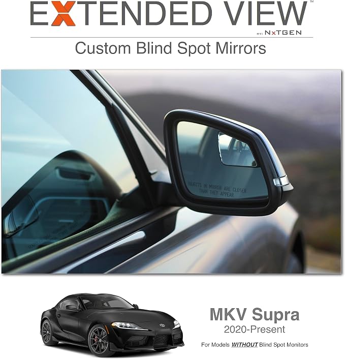 NXTGEN Extended View Mirrors - Compatible with 2020-Present Toyota Supra | MKV Supra Blind Spot Mirrors - 2 Piece Set (Left & Right)