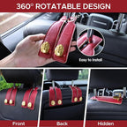 2PCS Leather Car Seat Hooks for Headrest, Vehicle Hanger Storage Organizer Universal for Handbag Purse, Car Accessories Gift (Red-Gold)