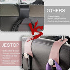 Leather Car Seat Storage Hanger, 2 Pack Stylish Hooks for Purses Bags, Coats Umbrellas, Pink